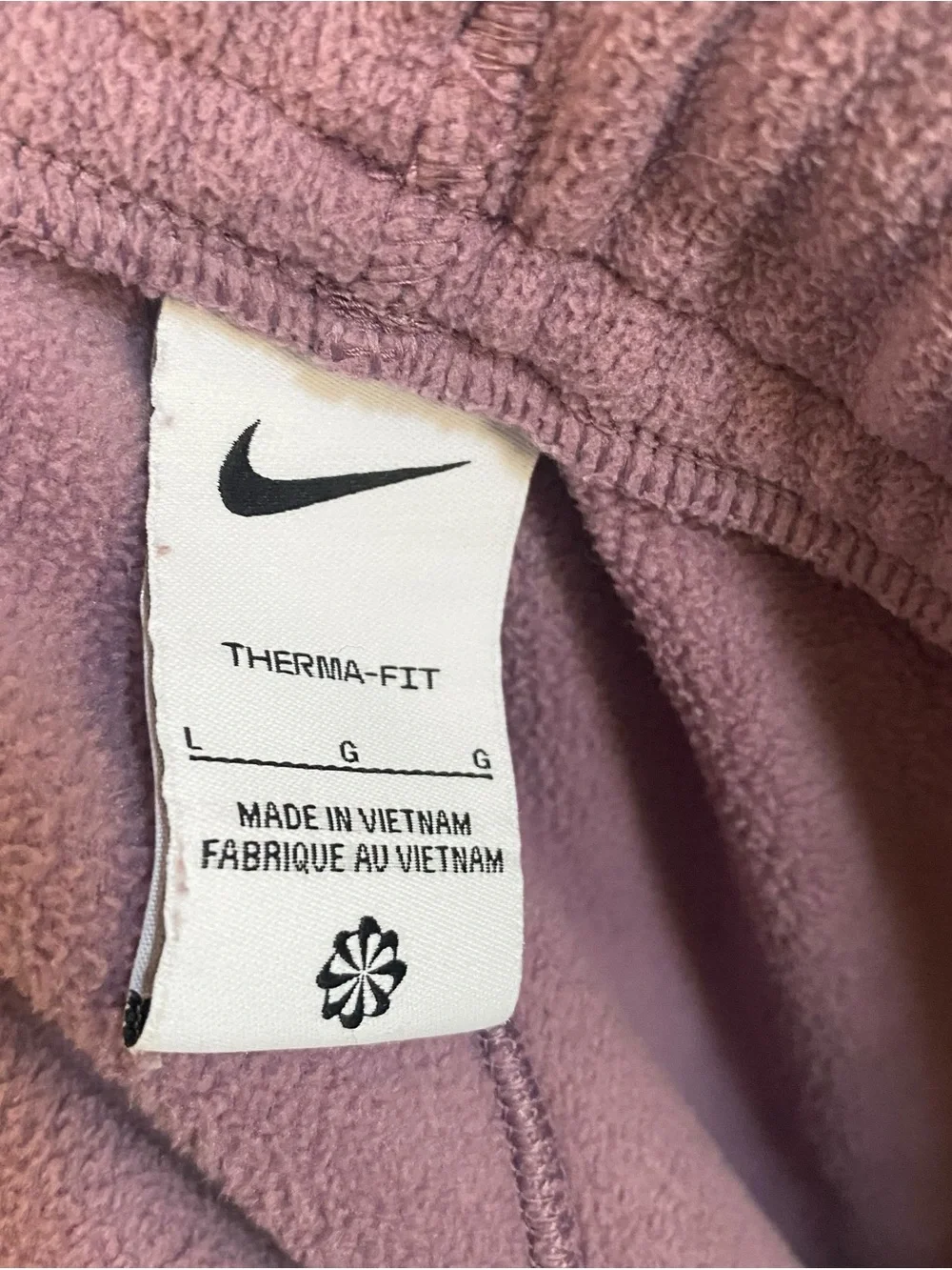 Nike Mauve Pink High Rise Therma Fit Fleece Sweatpants Joggers Size Large